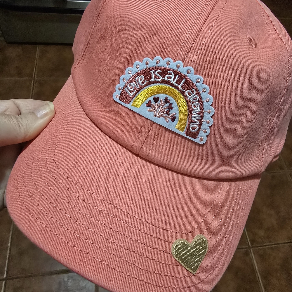 Coral Cap with Embroidered Patch